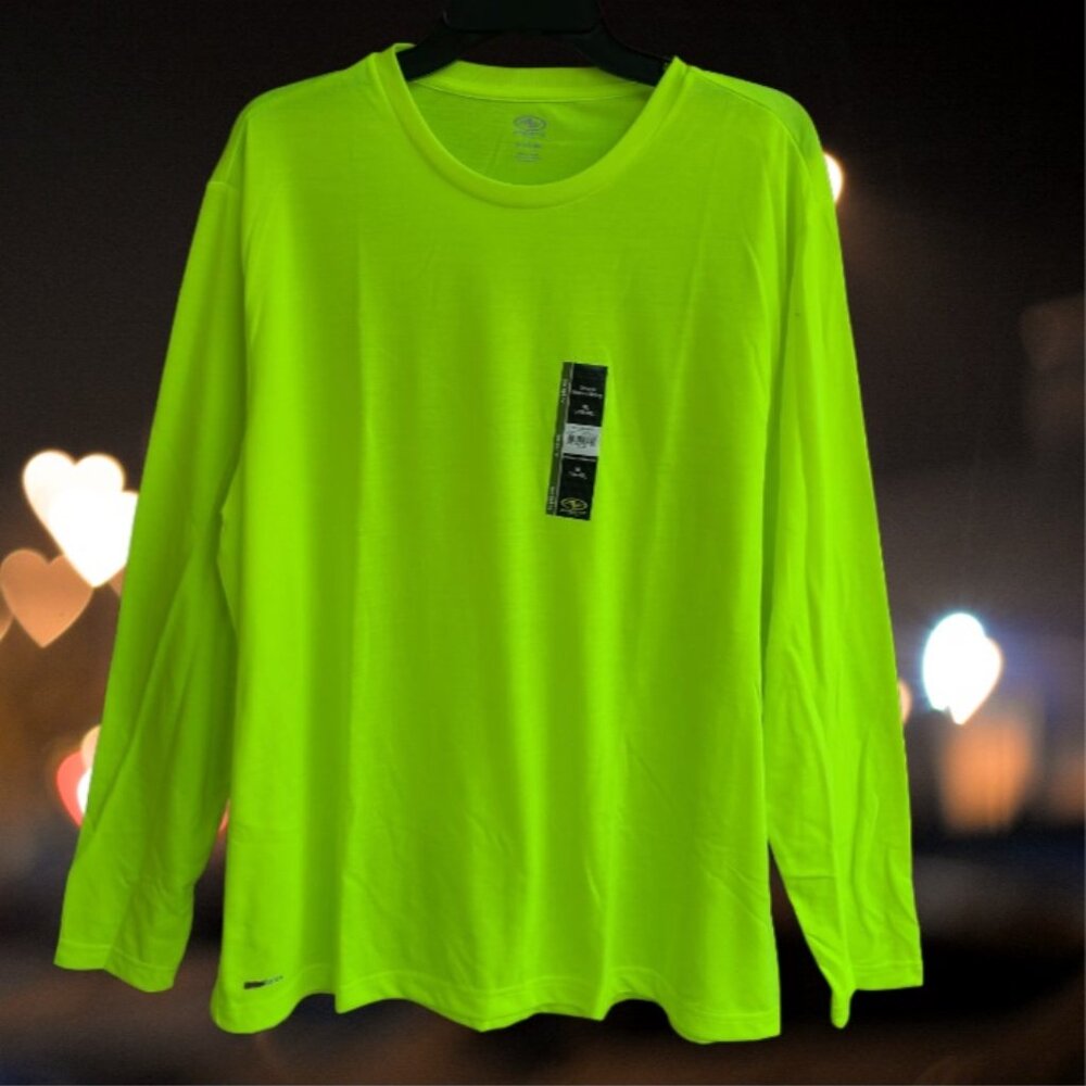 Athletic Works Men's Tri Blend Tee with Long Sleeves Acid Yellow Size XL